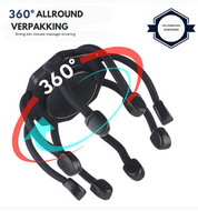 Massaggiatore per testa a 360 gradi, design a forma di ragno, nero, con movimento rotante, ideale per rilassamento e benessere personale.