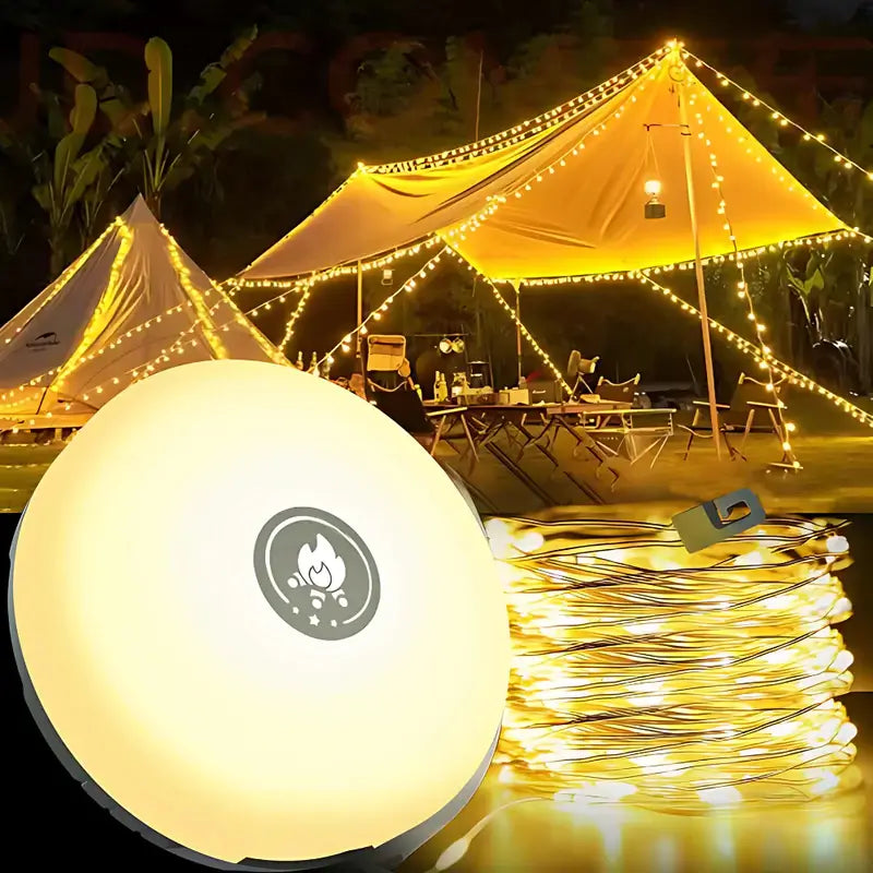 4 in 1 Camp Light - Lanterna da campeggio portatile, luci a corde con 8 modalità di illuminazione, Power Bank ricaricabile per avventure all'aperto 0