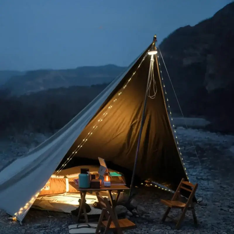 4 in 1 Camp Light - Lanterna da campeggio portatile, luci a corde con 8 modalità di illuminazione, Power Bank ricaricabile per avventure all'aperto 2
