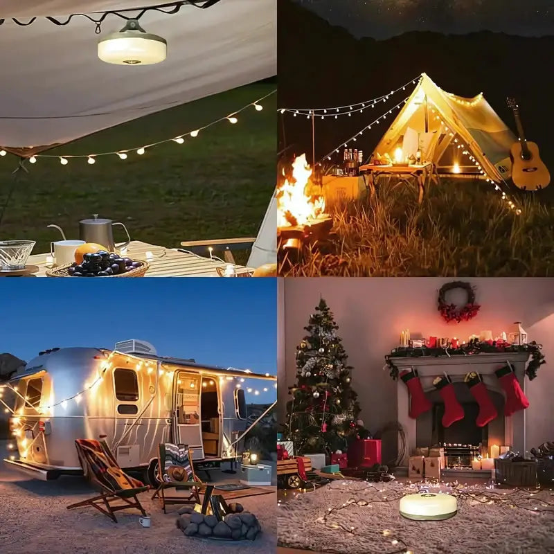 4 in 1 Camp Light - Lanterna da campeggio portatile, luci a corde con 8 modalità di illuminazione, Power Bank ricaricabile per avventure all'aperto 5