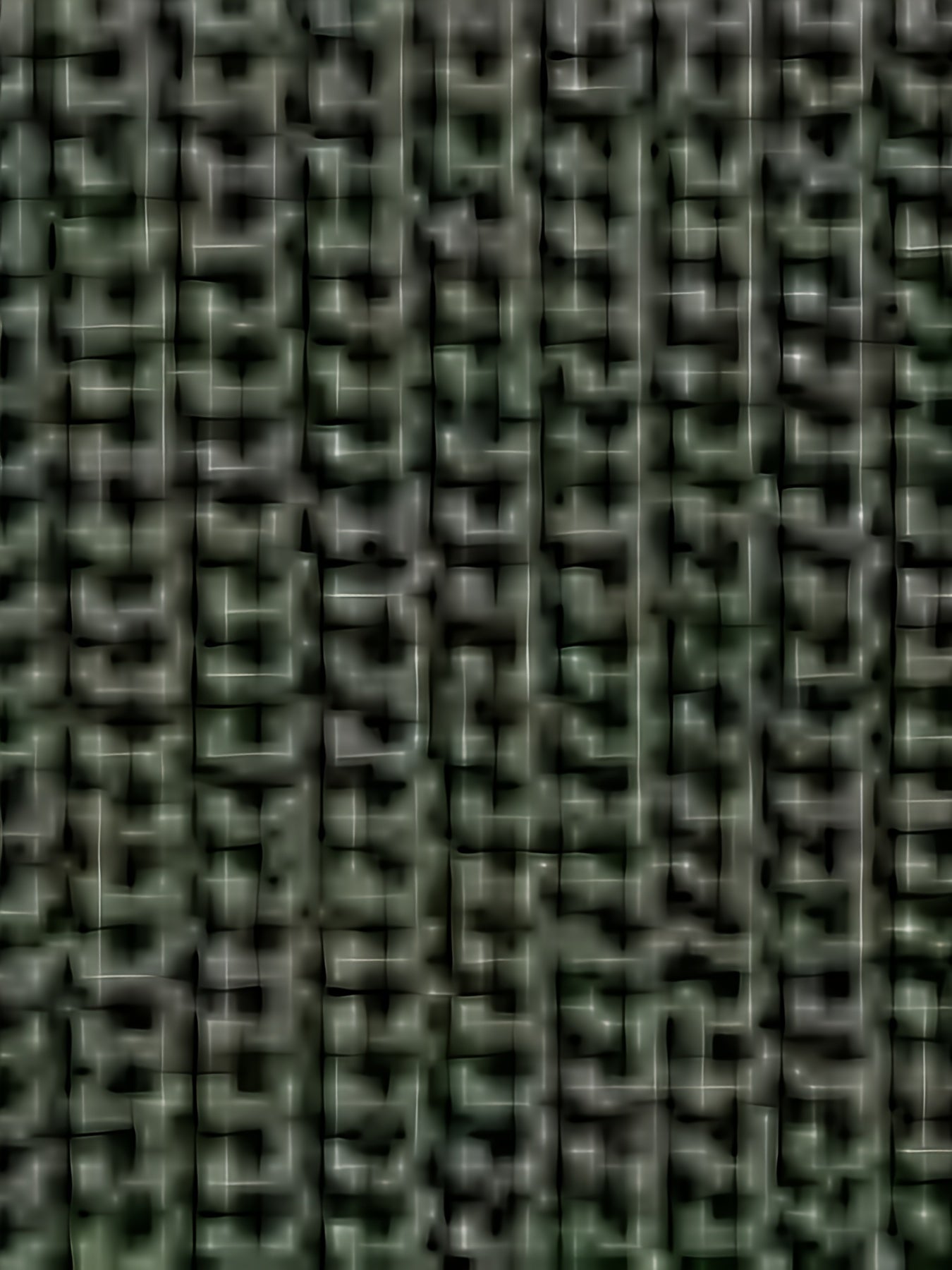 Texture intrecciata in tessuto verde scuro, motivo a trama fitta, ideale per arredamento, design d'interni, tessuti decorativi e moda.