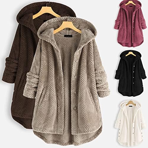 Cappotto invernale donna con cappuccio, morbido e caldo, disponibile in vari colori: marrone, beige, nero, bianco, rosa. Perfetto per l'autunno e l'inverno.