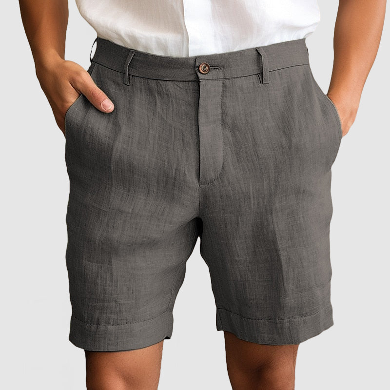 Pantaloni Corti Casual in Cotone e Lino da Uomo