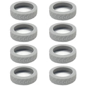 Otto ruote grigie in gomma per carrello, design antiscivolo, resistenti e durevoli, ideali per pavimenti lisci, ricambio universale.