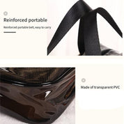 Borsa trasparente in PVC con manici rinforzati, design portatile, facile da trasportare. Ideale per viaggi e uso quotidiano.