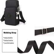 Borsa a tracolla nera con cinturino regolabile e staccabile, design compatto, doppio scomparto, ideale per uomo e donna, moda e praticità.