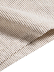 Tessuto a coste beige chiaro, texture morbida e dettagliata, ideale per abbigliamento e arredamento. Materiale di alta qualità.