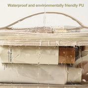 Borsa da viaggio impermeabile in PU ecologico, trasparente, con zip, contenente articoli da toeletta. Ideale per organizzare e proteggere accessori.
