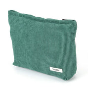 Borsa a tracolla verde in tessuto a coste, etichetta Sozakka, design elegante e moderno, ideale per moda casual e accessori quotidiani.