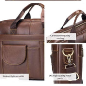 Borsa a tracolla in pelle marrone, stile coreano, con parti metalliche di alta qualità, cuciture precise, ideale per lavoro e viaggio.