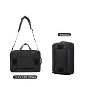 Borsa a tracolla e borsa a mano nere eleganti, design moderno, multifunzionali, ideali per lavoro e viaggio. Accessori moda uomo e donna.