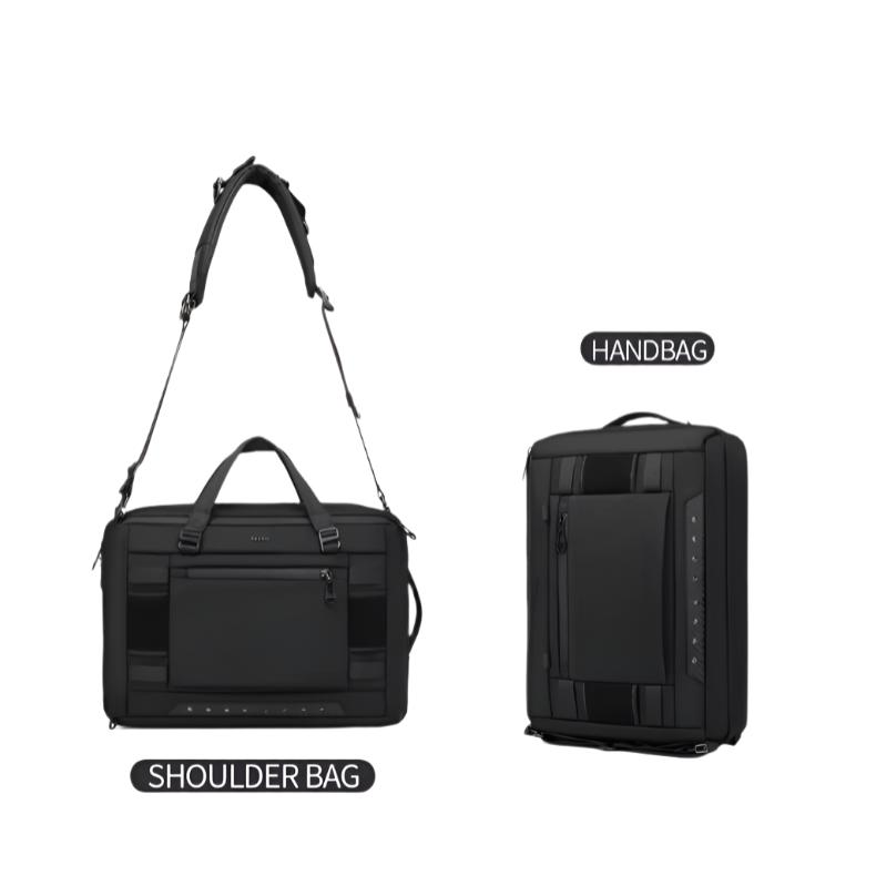 Borsa a tracolla e borsa a mano nere eleganti, design moderno, multifunzionali, ideali per lavoro e viaggio. Accessori moda uomo e donna.