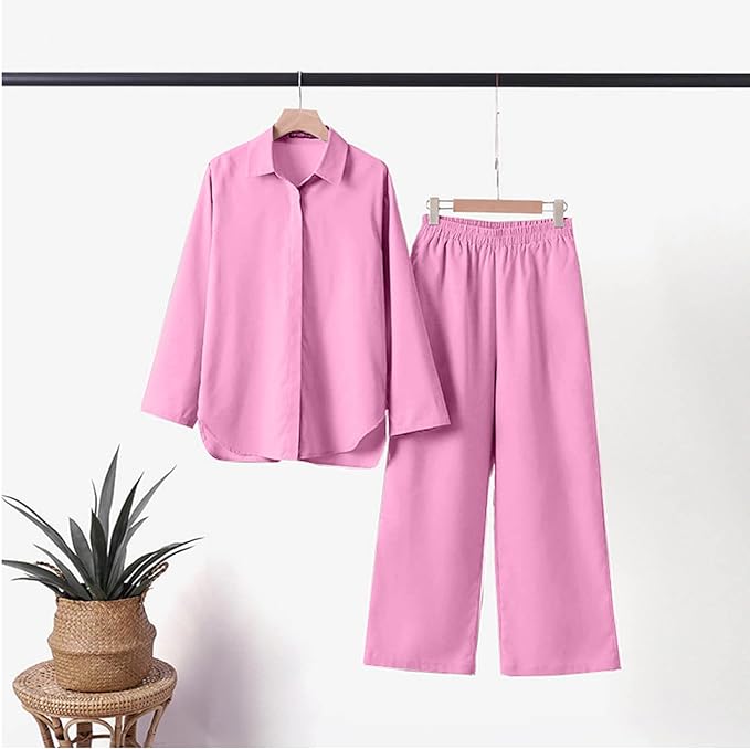 Livia - Elegantissimo Completo in Cotone: Camicia e Pantaloni Abbinati!