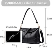 Borsa a tracolla nera in pelle PU, dimensioni 28x13.5x19 cm, con manico regolabile, design elegante, leggera 0.6 kg, ideale per moda femminile.