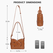 Borsa a tracolla marrone in pelle, dimensioni 23.2x11.4x6.5 pollici, design elegante, ideale per smartphone, moda donna, accessorio versatile.