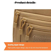 Zaino beige con cerniere di alta qualità, design resistente, facile da aprire e chiudere. Ideale per scuola, viaggio, escursioni.