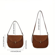 Borsa a tracolla in pelle marrone, design elegante, dimensioni 26x22 cm e 26x43,5 cm, chiusura a fibbia, moda donna, accessorio versatile.