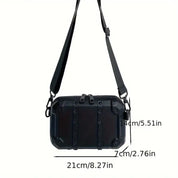 Borsa a tracolla nera unisex, design moderno e compatto, dimensioni 21x14x7 cm, ideale per uso quotidiano e viaggi.