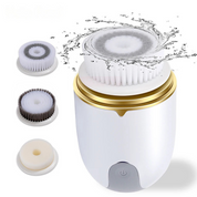 Dispositivo di pulizia viso elettrico con testine intercambiabili, spazzola rotante impermeabile, ideale per esfoliazione e cura della pelle.