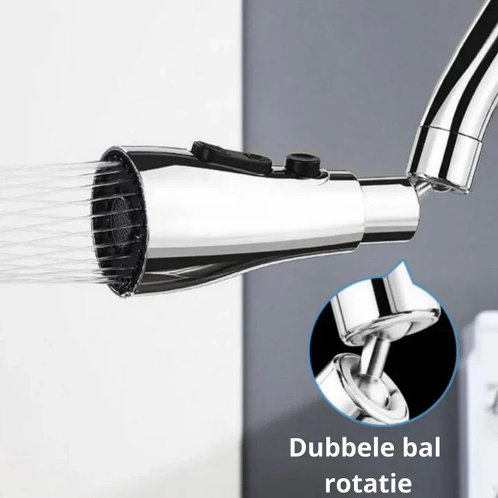 Doccia a mano cromata con getto regolabile, funzione di rotazione a doppio snodo, design moderno, ideale per bagno, risparmio idrico.
