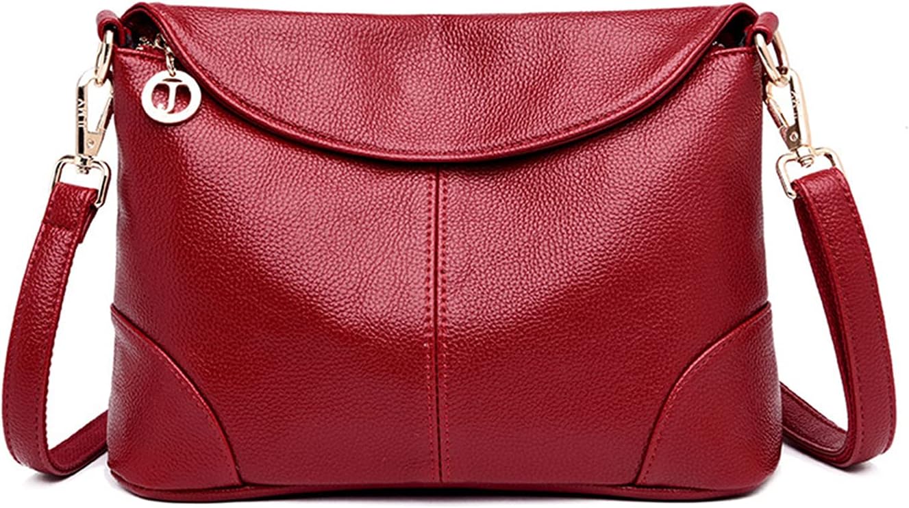 Borsa a tracolla in pelle rossa, elegante e moderna, con chiusura a zip e dettagli in metallo dorato. Accessorio moda donna, stile casual chic.