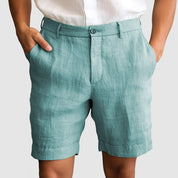 Pantaloni Corti Casual in Cotone e Lino da Uomo