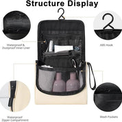 Borsa da toilette appesa con gancio ABS, tasche a rete, scomparto impermeabile e fodera interna. Ideale per viaggi, organizzazione bagno.