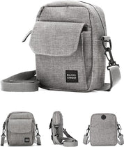 Borsa a tracolla grigia Basic Street, design compatto, tasca frontale con patta, tracolla regolabile, ideale per uomo e donna, moda urbana.