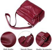 Borsa a tracolla in pelle rossa, cerniera liscia, accessori di qualità, design elegante. Perfetta per moda donna, alta qualità.
