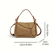 Borsa a tracolla in pelle beige, dimensioni 22x9x15 cm, design moderno, manico superiore, ideale per moda donna, accessorio elegante.
