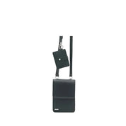 Borsa a tracolla nera con portafoglio abbinato, design elegante e minimalista, ideale per uomo e donna, accessorio moda versatile e pratico.