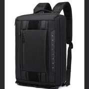 Zaino nero multifunzionale, design moderno e spazioso, ideale per laptop, viaggi e lavoro. Materiale resistente, spallacci imbottiti.
