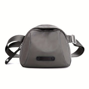 Borsa a tracolla grigia in pelle, design moderno, chiusura con zip, cinturino regolabile, ideale per donna, accessorio moda elegante e pratico.