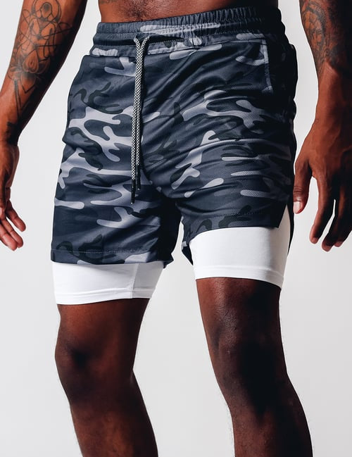  Uomini -Shortfitness Shorts con un doppio strato-1