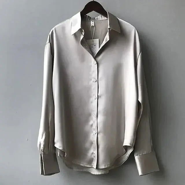 AMILY | Casual Loose Satin Blouse - Lizabella Fashion -  -  - AMILY | Casual Loose Satin Blouse-Lizabella Fashion - #tag1# - #tag2#