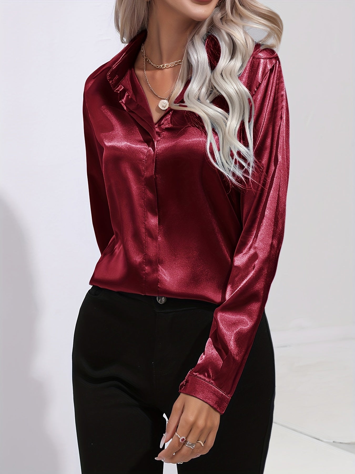 Aaliyah | Camicia da donna in raso con bottoni 12