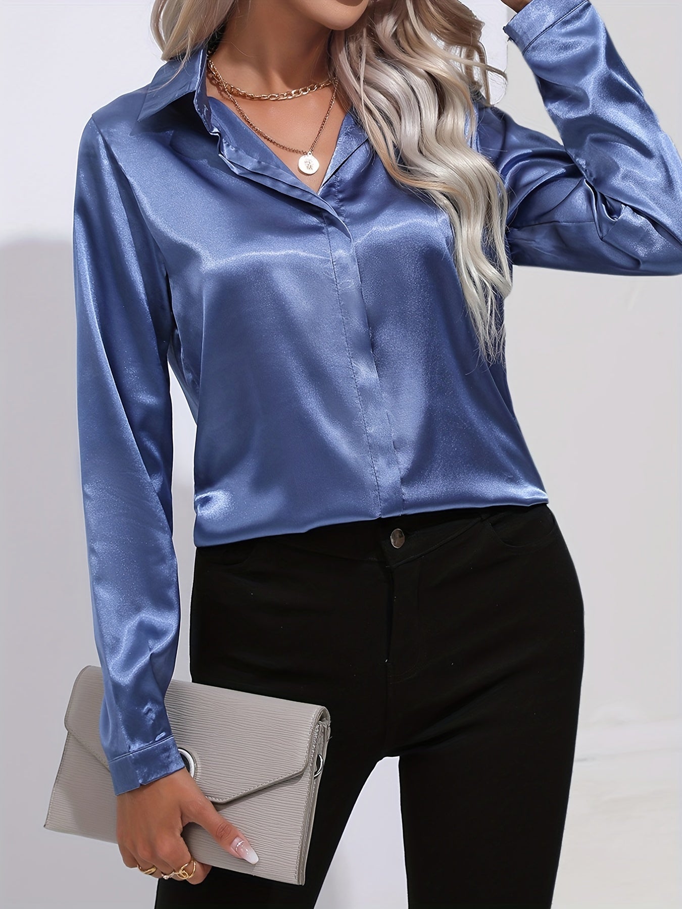 Aaliyah | Camicia da donna in raso con bottoni 5