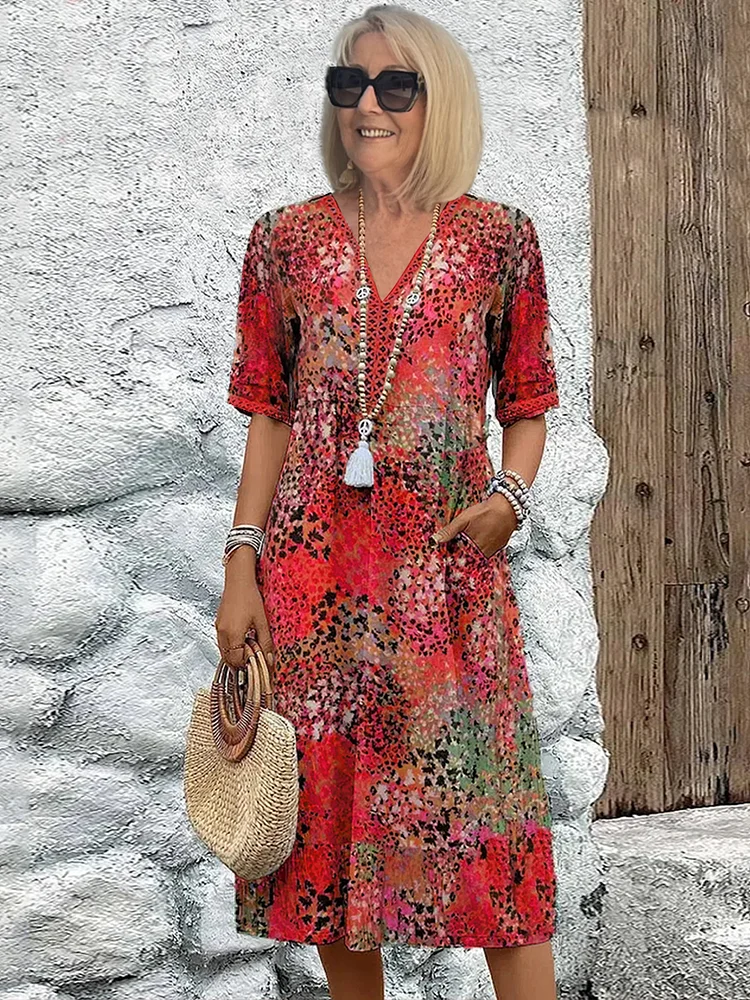 Abito da donna morbido con scollo a V | Midi 0