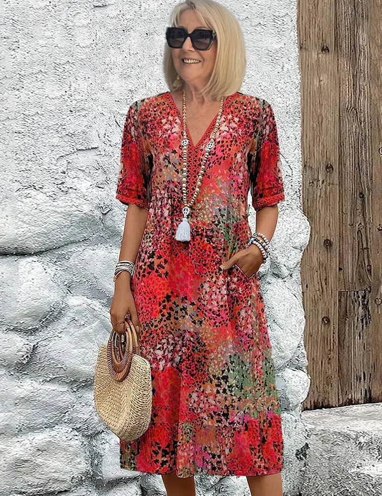 Abito da donna morbido con scollo a V | Midi 0