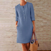 Abito in Lino Azzurro Incantevole – Eleganza Casual e Raffinata 1