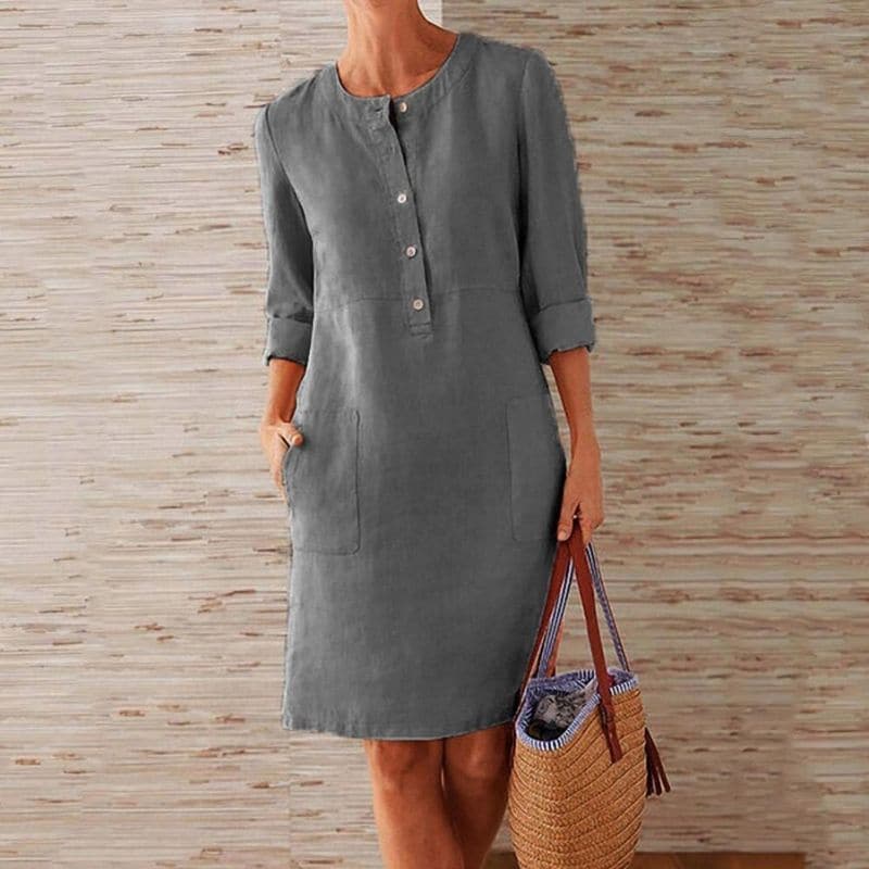 Abito in Lino Azzurro Incantevole – Eleganza Casual e Raffinata 3