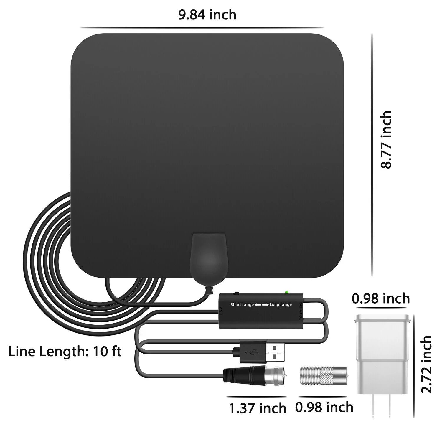 Antenna HDTV amplificata digitale da interni da 300 miglia con amplificatore di segnale 7