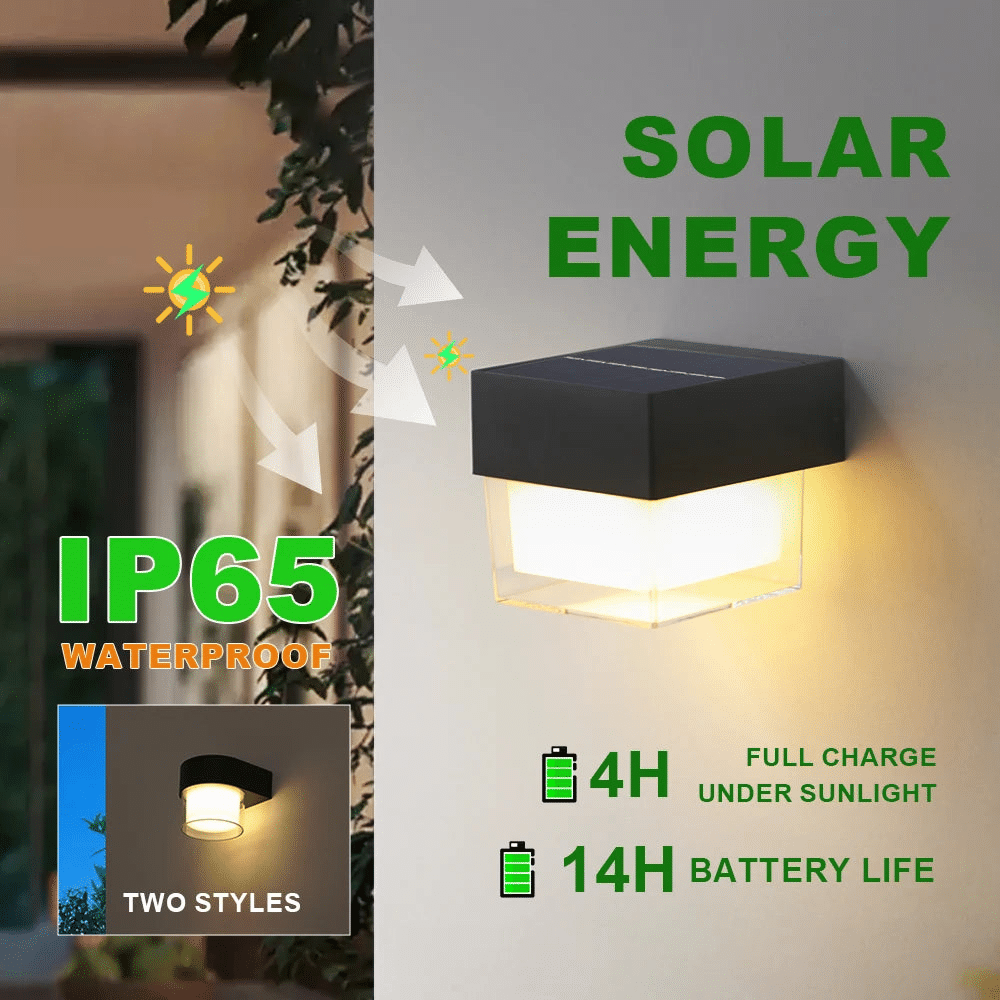 Applique solare per esterni: impermeabile, a risparmio energetico, design moderno, IP65, illuminazione a LED da 4 W 0