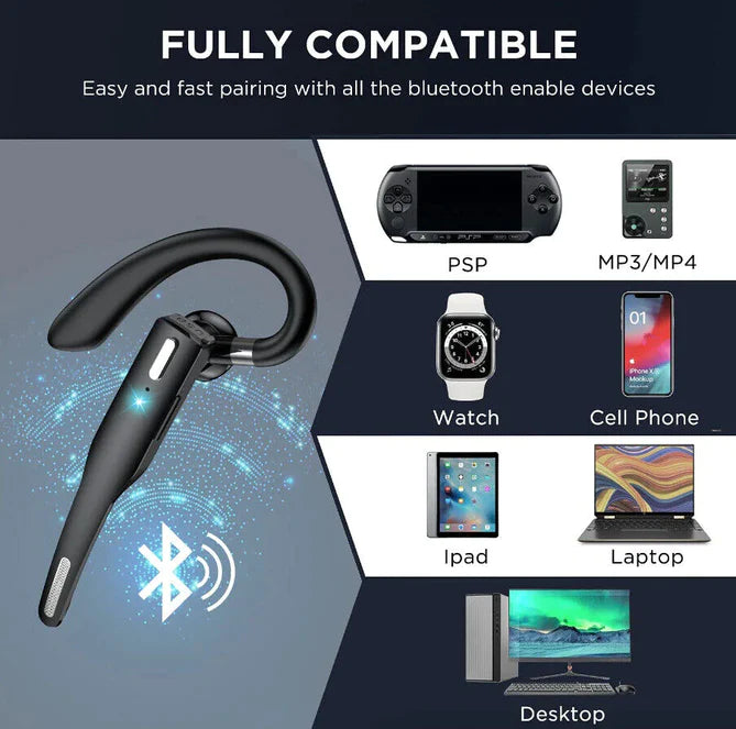 Auricolare/auricolare Bluetooth 5.1 wireless con doppio microfono e cancellazione del rumore per camionisti 5