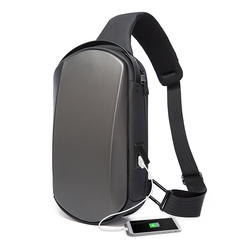 BANGE Borsa a tracolla impermeabile con tracolla e zaino per uomo con porta di ricarica USB 0