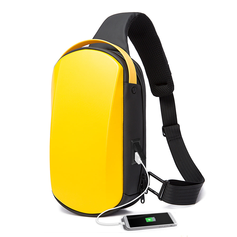 BANGE Borsa a tracolla impermeabile con tracolla e zaino per uomo con porta di ricarica USB 10
