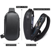 BANGE Borsa a tracolla impermeabile con tracolla e zaino per uomo con porta di ricarica USB 3