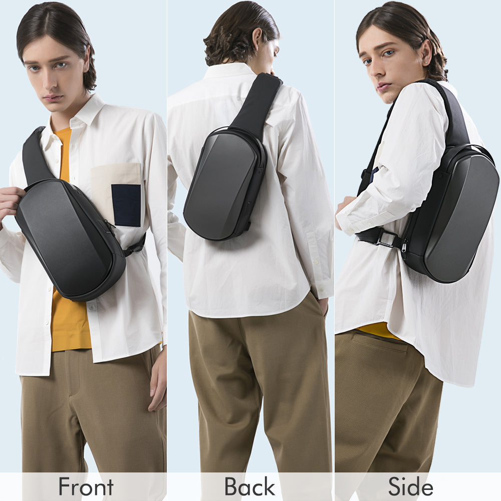 BANGE Borsa a tracolla impermeabile con tracolla e zaino per uomo con porta di ricarica USB 6