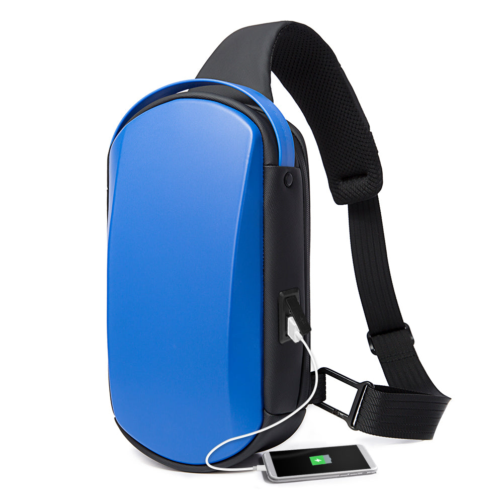 BANGE Borsa a tracolla impermeabile con tracolla e zaino per uomo con porta di ricarica USB 8