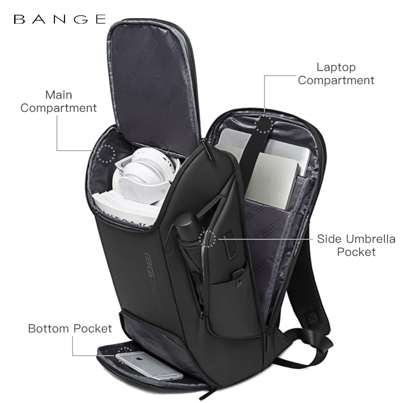BANGE Nuova porta di ricarica USB adatta allo zaino per laptop da 15,6 pollici per uomo 2